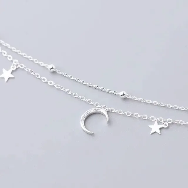 Sparking 925 Sterling Silver Star Moon Bracelets For Women Girls Vintage Korean Crystal Bracelets Party Charm Jewelry Gifts 5