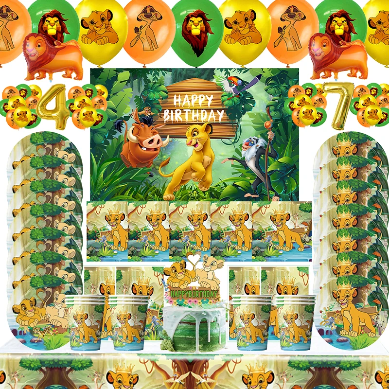 Disney, Король Лев, искусственные украшения, новая Симба, искусственные тарелки, скатерть, надувные шары, детский праздник, товары для дня рождения