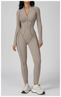 Yoga Bodysuit Long Sleeved Women's Tracksuits Gym Zipper Jumpsuits Sports Workout High-intensity Fitness One-piece Tights Suit - Image 5