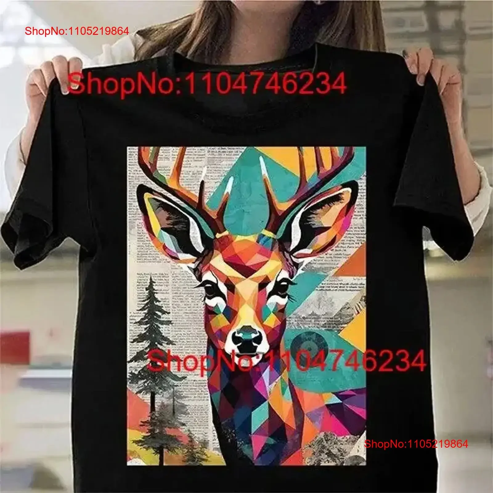 ABSTRACT DEER T Shirt Stylish Geometric Wildlife Artistic Stag Horn Top ...
