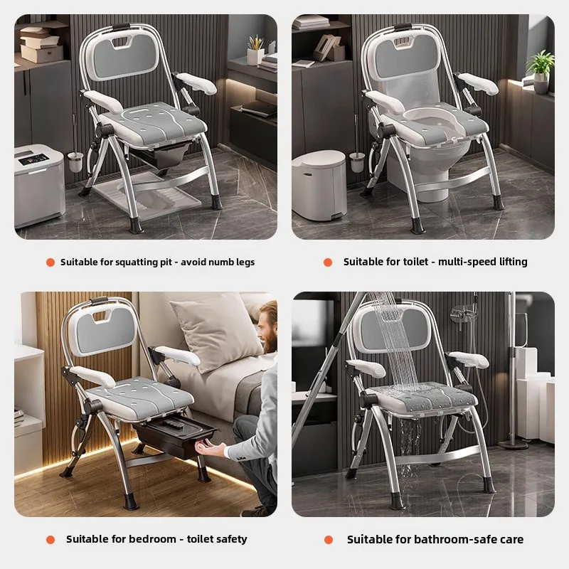 Bathroom Chair for Elderly with Backrest Folding Shower Seat for Safety Non-Slip Locking Ideal Senior Citizen Pregnant Women