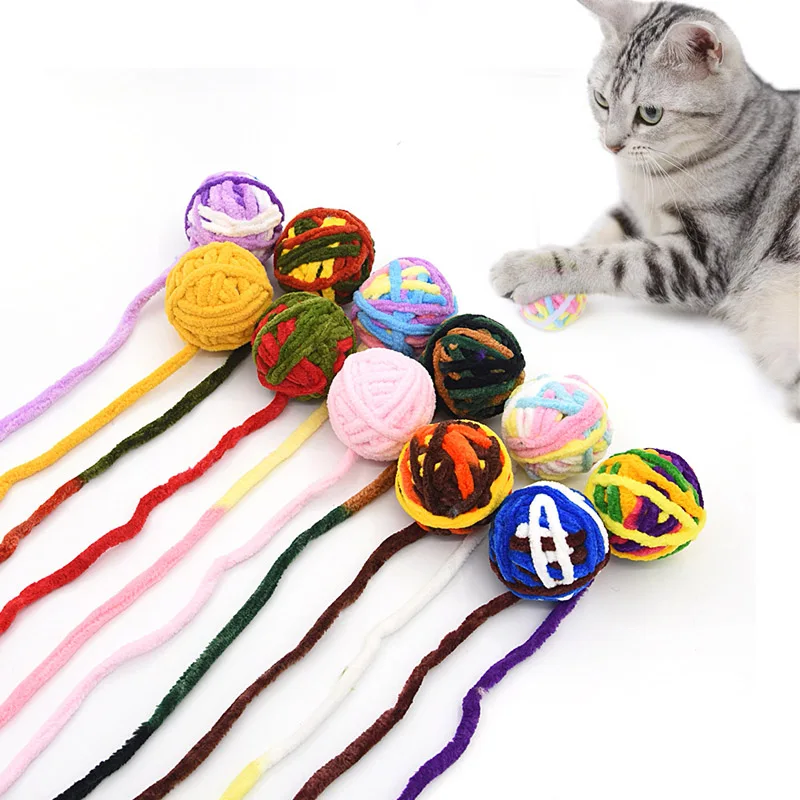Funny Cat Toys Colorful Yarn Balls With Bell Sounding Interactive