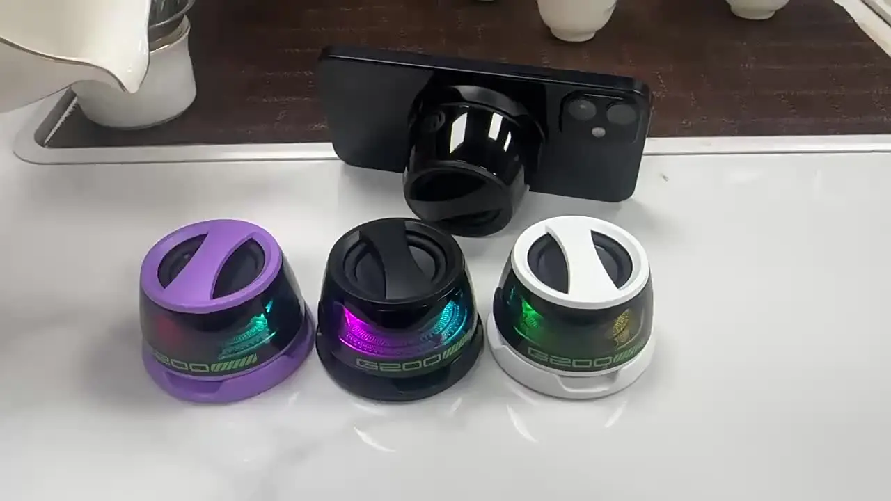 Teashow G200 Mini Altoparlante Bluetooth Magnetico Con Luci LED – Impermeabile IPX7, Suono 5W, Batteria 6h, Per Doccia E Viaggi, Nero - 4