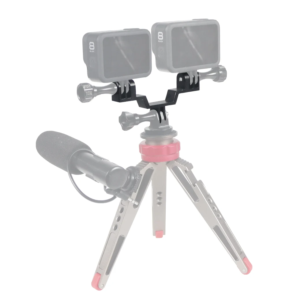 Doppels tativ adapter halterung Brücken erweiterungs brücken arm für Gopro 13 12 Osmo Action Kamera Selfie Blitzlicht halter – Detail 7