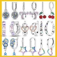 Original 925 Sterling Silver Hoop Earring Vintage Style Zirconia Tassel Stud Earring For Women Girls Birthday Party Gifts