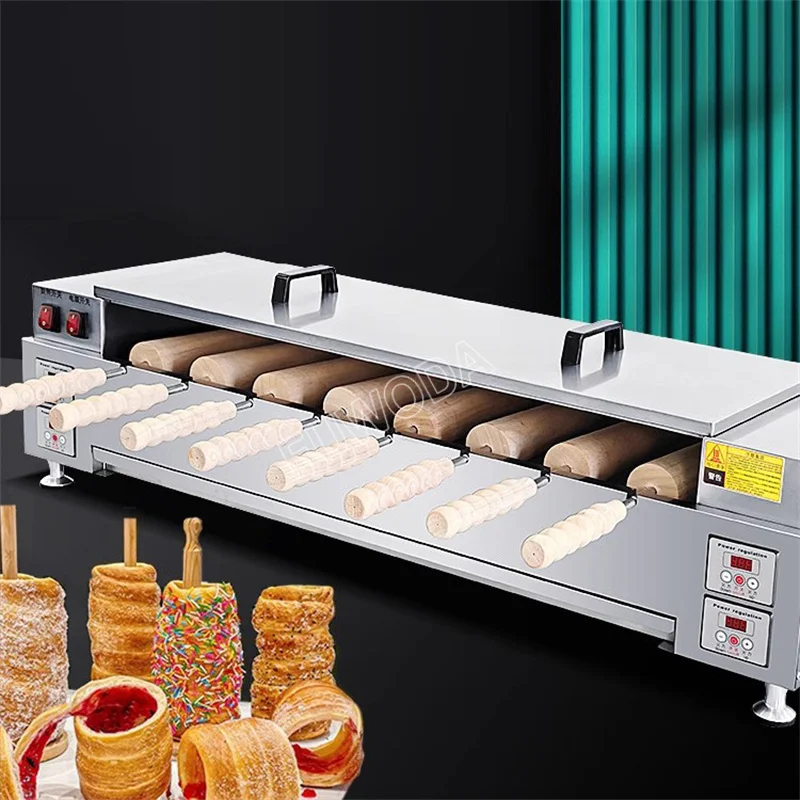 With 8 Roller Electric Hungarian Chimney Cake Maker Chimney Cake Rolls Grill Oven Machine Waffle Maker Bread Roll Baking Machine 6