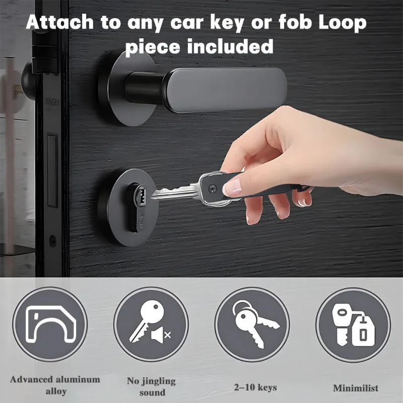 Compact Aluminum Minimalist Key Organizer - Secures 1-5 Keys, Portable and Secure Design