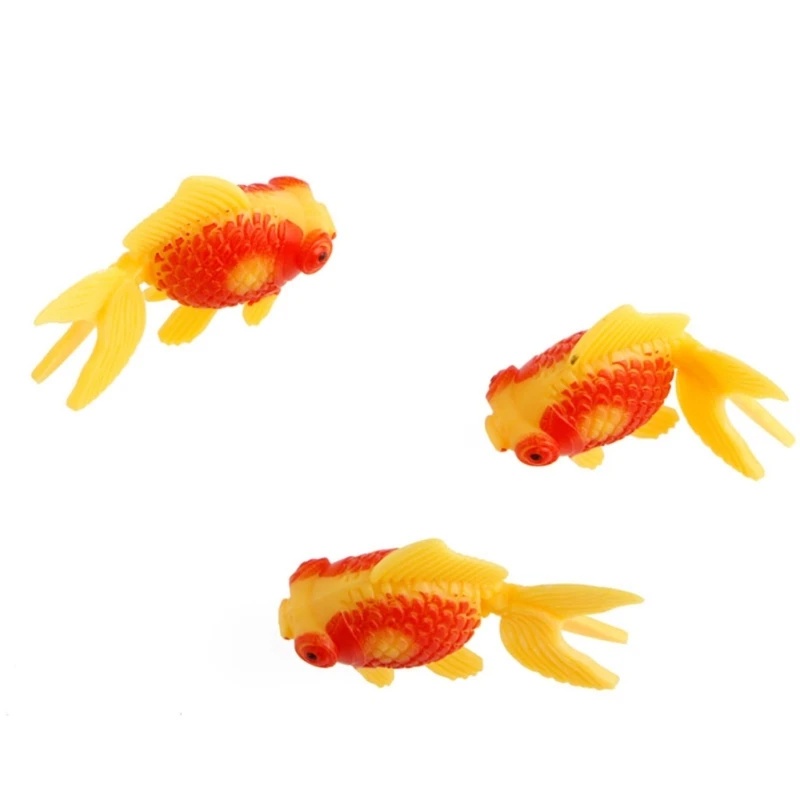 Artificial Fish Aquarium 3Pcs Plastic Moving Gold Fish Set Ornaments for Tank Fake Colorful Bowl