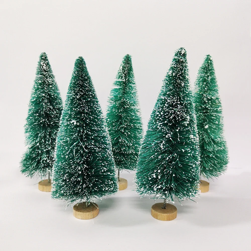 5Pcs Mini Christmas Trees Plastic Artificial Christmas Tree Ornament Winter Snow Tabletop Diy Craft Christmas Decoration 2024