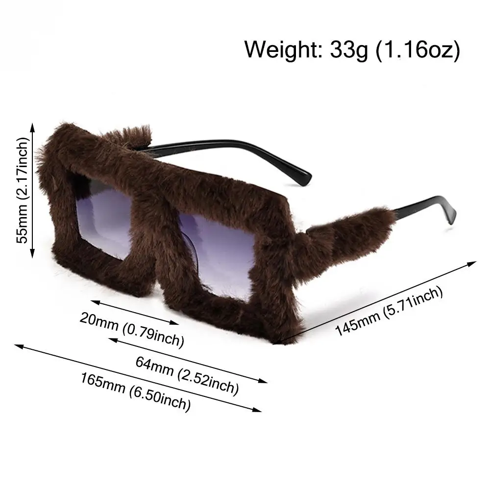 Oversized Plush Sunglasses Style Party Christmas Halloween Cosplay Winter Shades Soft Fluffy Square Frame Sun Glasses for Women 6