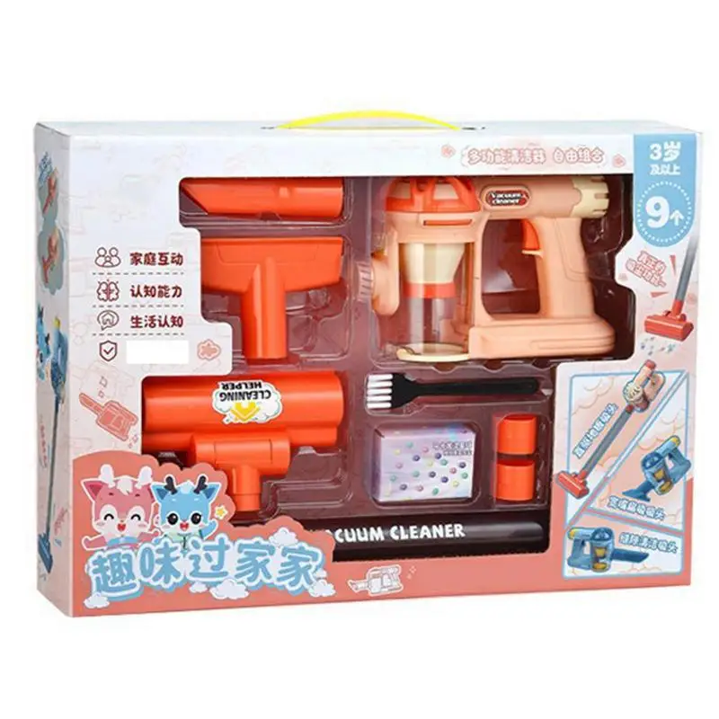 Kids Vacuum Cleaner Housekeeping Cleaning Set For Toddler Simulation Electric Vacuum Cleaner Toy Home Cleaning Toy For Kids 3 5
