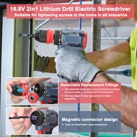 Perceuse au Lithium 16.8V 2 en 1, tournevis électrique, outil électrique multifonction, couple 45Nm, moteur sans balais, tournevis pratique 4
