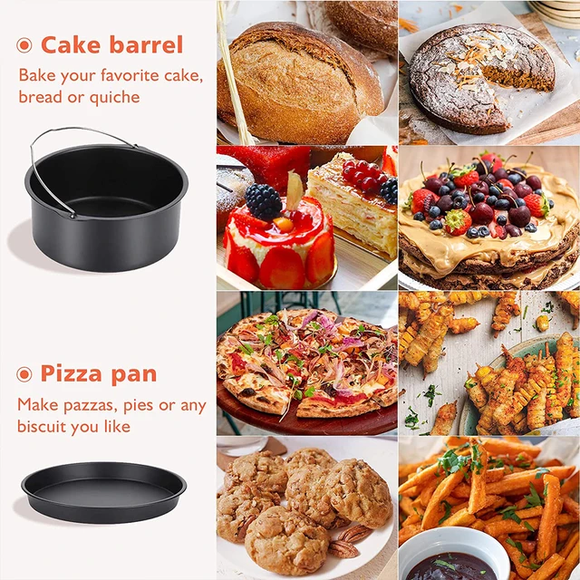 2Db Air Fryer Tartozék Tartós Levegő Sütő Pizza Serpenyő És Sütőhordó Nem Tapadás Nélküli Bevonat Kerek Sütemény Süteménykészlet - Image 5