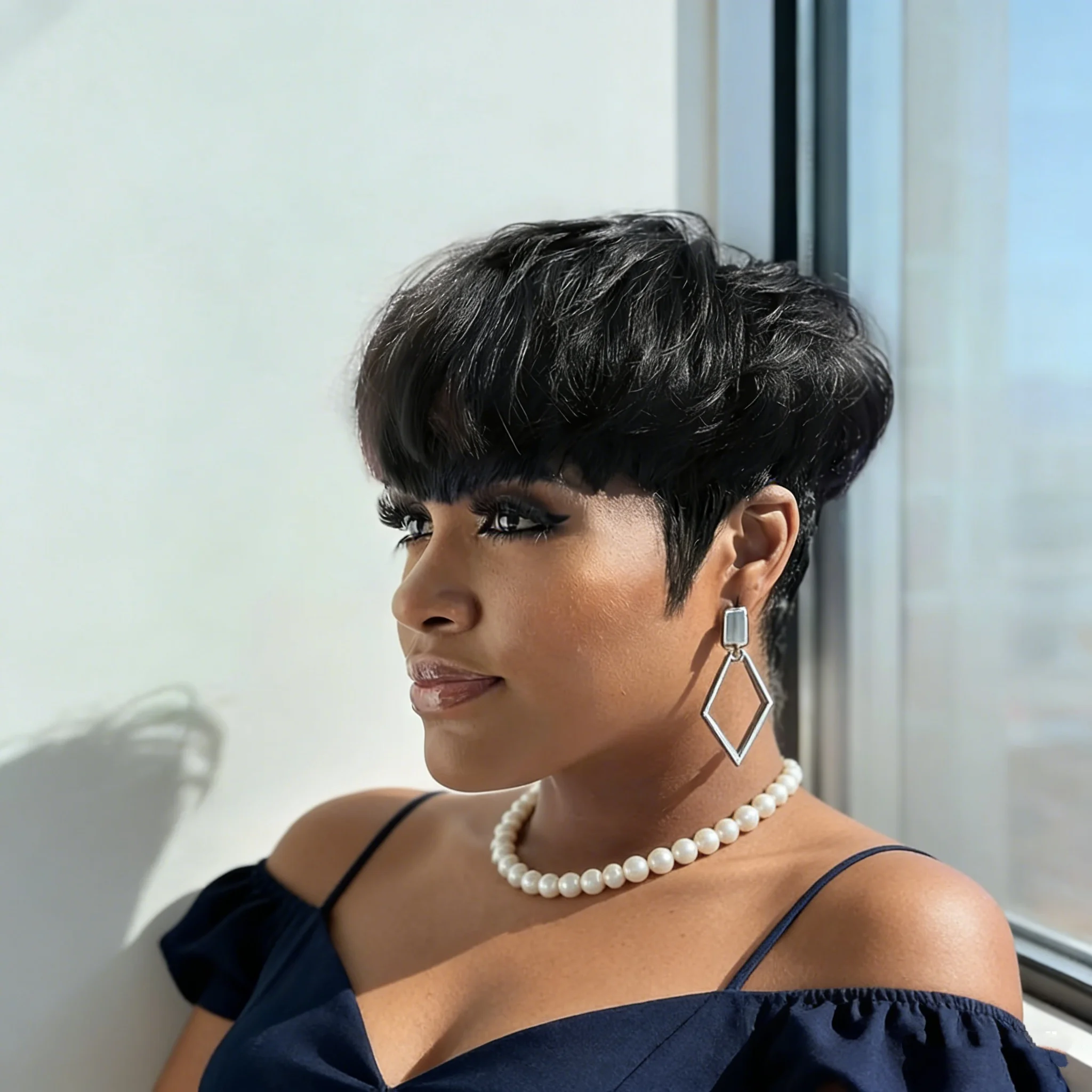 Pixie Cut Wig for Women Short Wavy Human Hair 150% Density Full Machine Made Perfect for Daily Wear 3