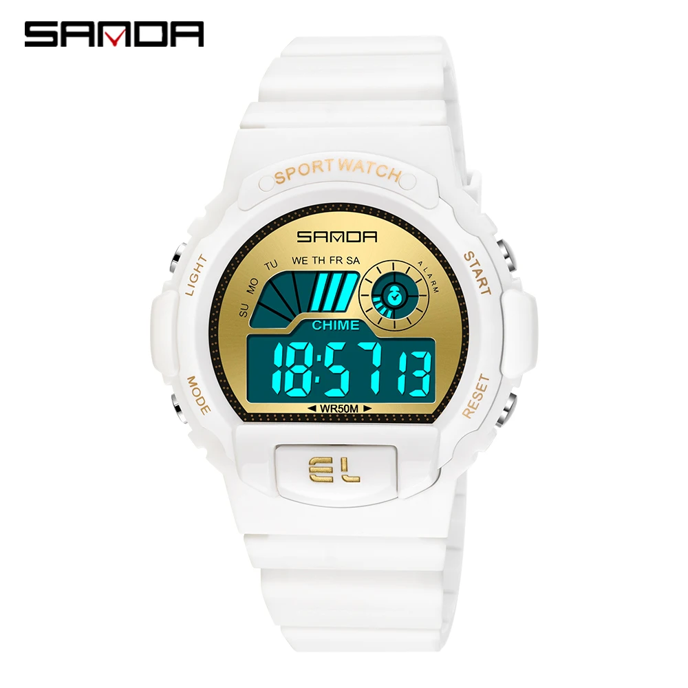 SANDA brand men's electronic watch personality single display LED digital watch Luminous alarm clock waterproof watch
