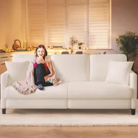 83" Sofas for Living Room, Comfy Love Seat Couches, Teddy Fleece Loveseat All-Wood Sofa, 2 Pillow Included, Children's Sofas 2