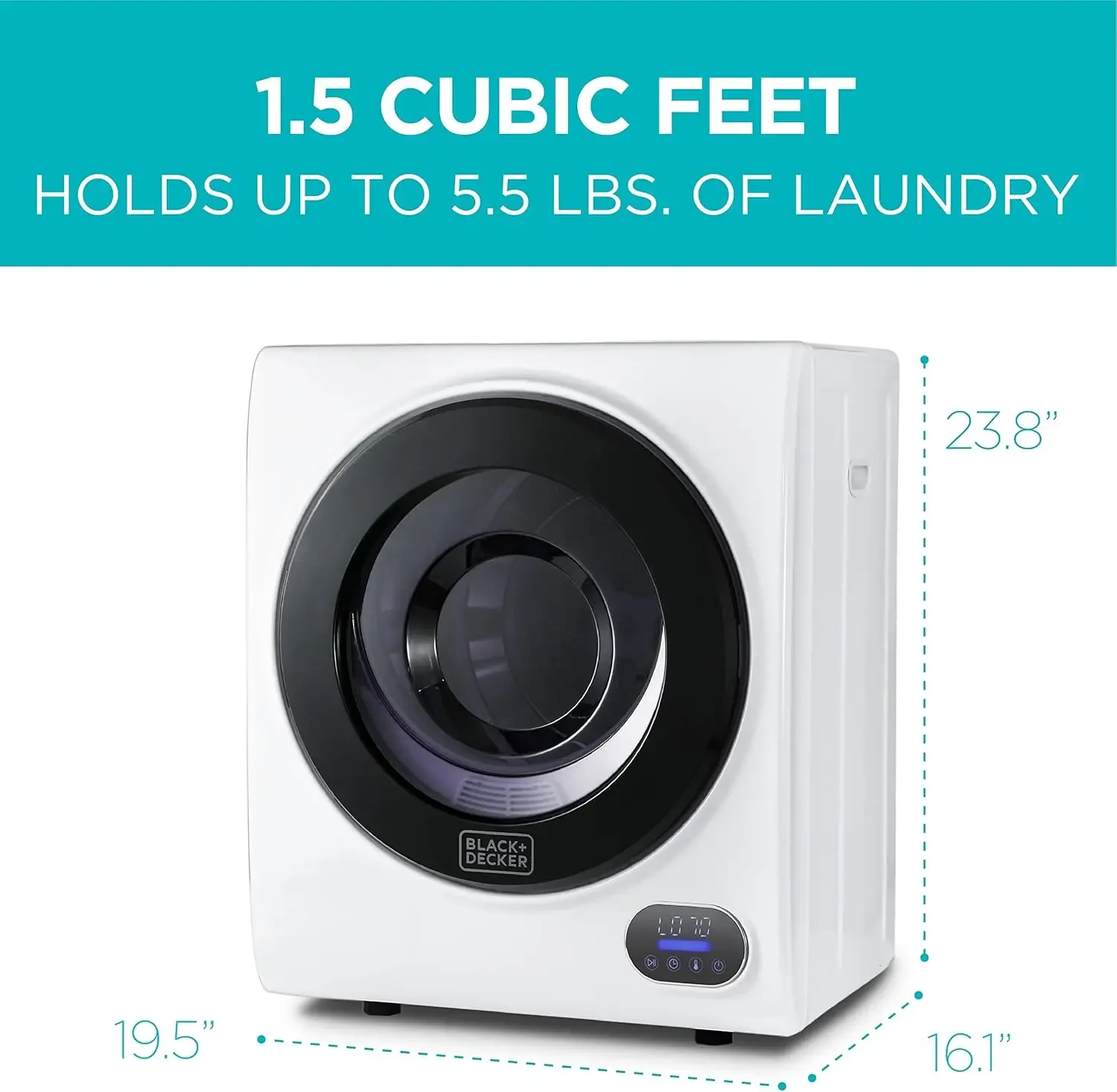 Compact clothes dryer, 850W electric dryer, 120V ventilated portable dryer (with stainless steel drum) 5