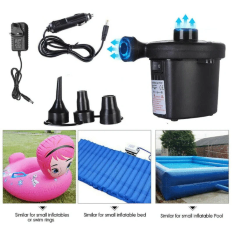Electric Air Pump for Paddling Pool Fast Inflator Deflator Camp Air Bed Mattress 