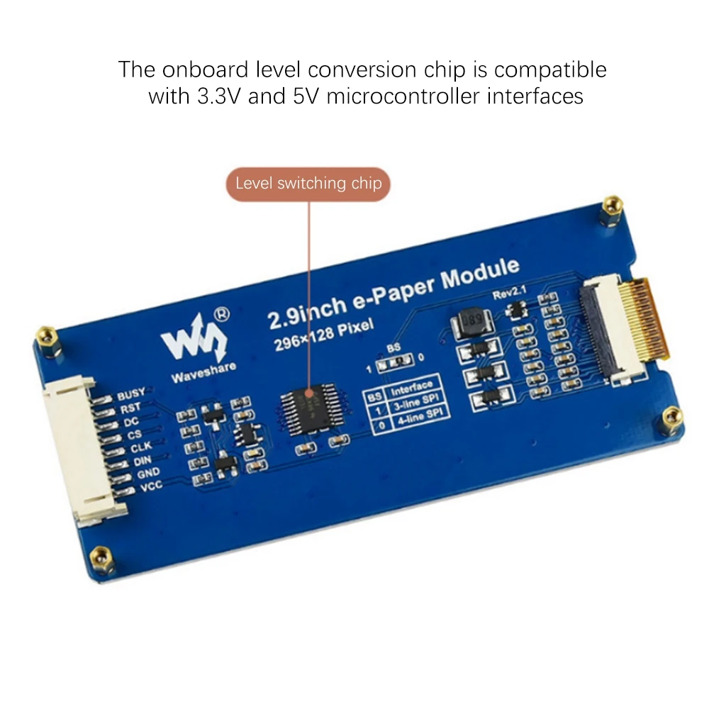 Waveshare 2.9 Inch E-Ink Display Local Refresh 296X128 Resolution SPI Communication Interface for Raspberry Pi 4 /Arduino NND
