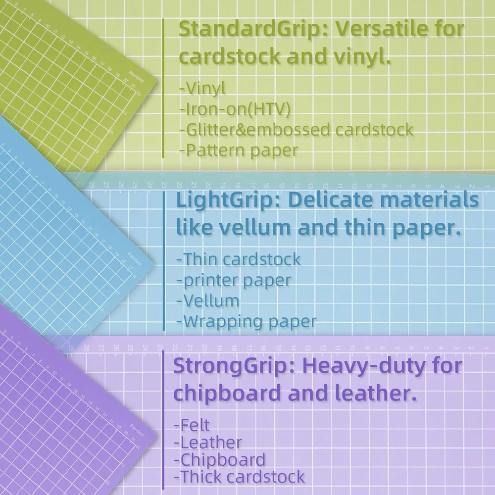 8.5&rdquo;x12&rdquo; Cutting Mat for Cricut Joy Xtra StandardGrip LightGrip StrongGrip 3 Mats Variety Adhesive