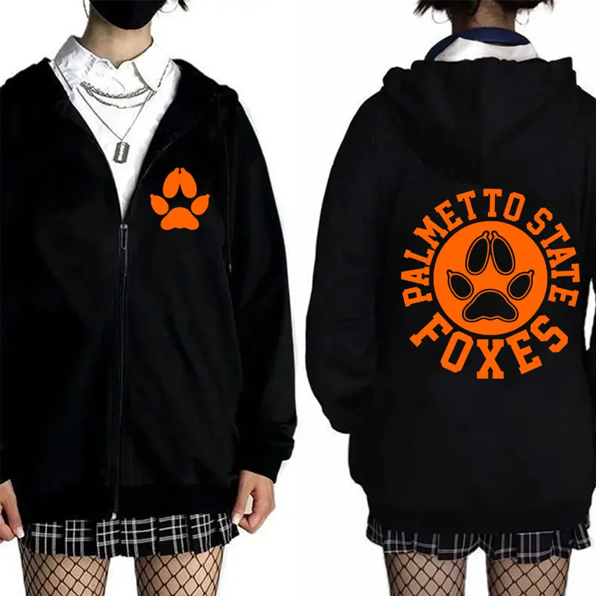 Alles für das Spiel The Foxhole Court Palmetto State Foxes Logo Grafik-Reißverschluss-Hoodie Josten-Druckmantel Herrenmode-Kapuzenpullover mit Reißverschluss