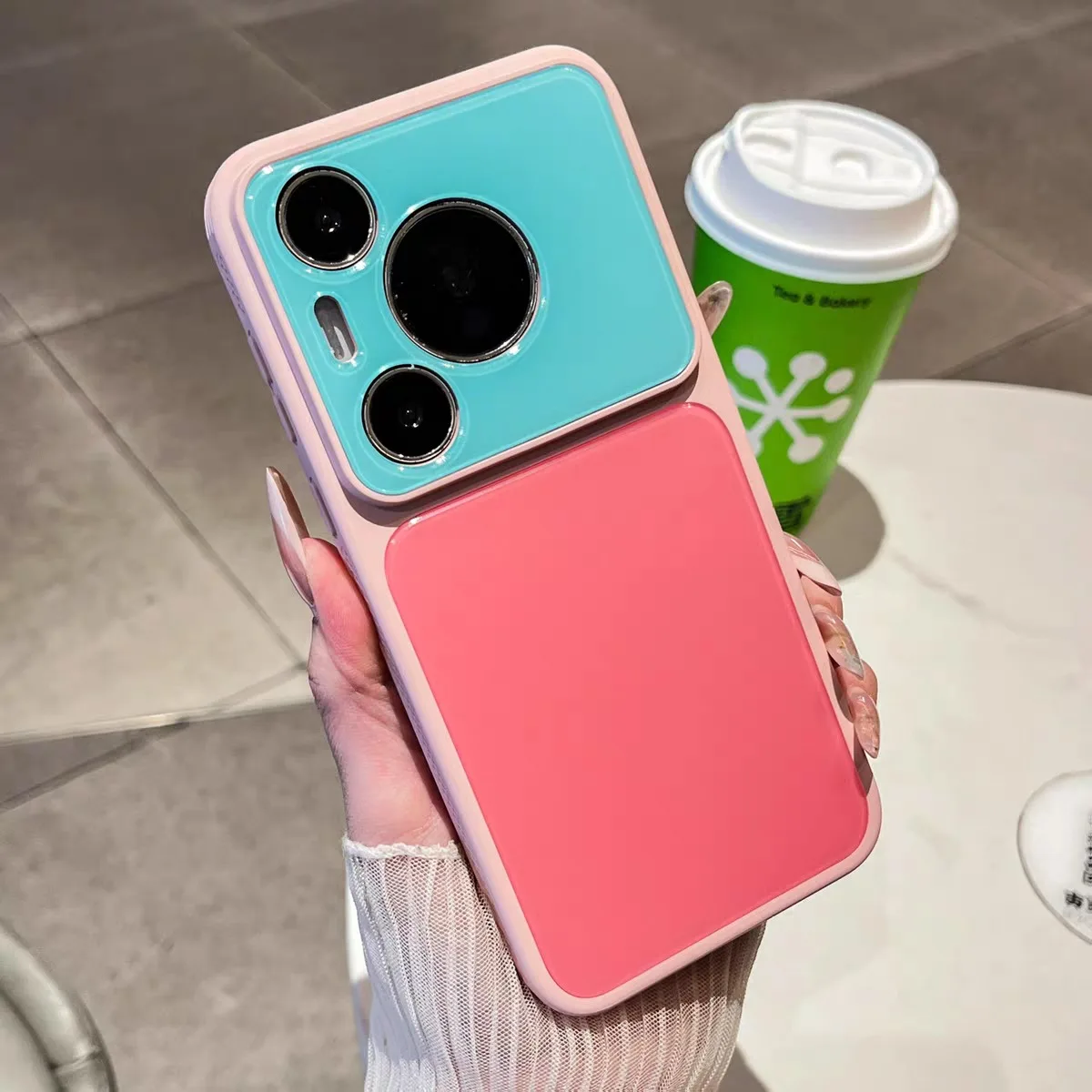 Mirror Acrylic Phone Case with Color Block Candy Design and Soft TPU Frame