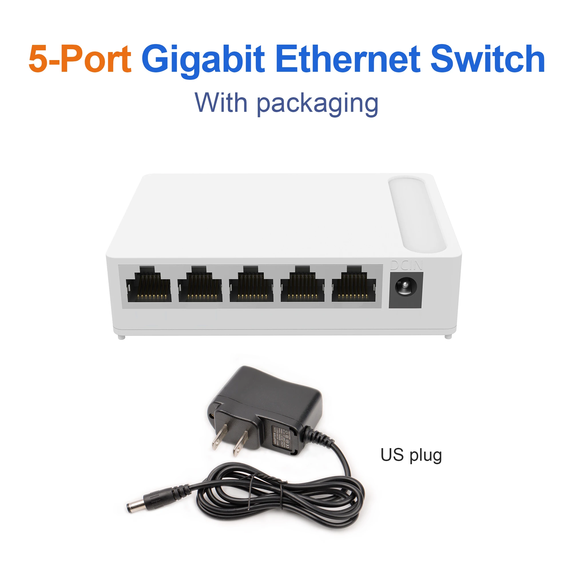 Enhanced Gigabit Network Switch with Power Cable for Home and Office Networking