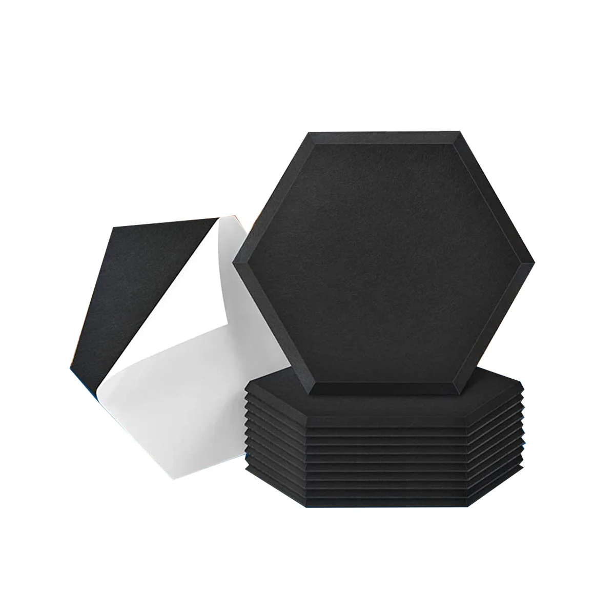 

12 Pack Self Adhesive Acoustic Panels, 14 x 12 x 0.4inch Soundproof Panels, Hexagon Sound Absorbing Panels black