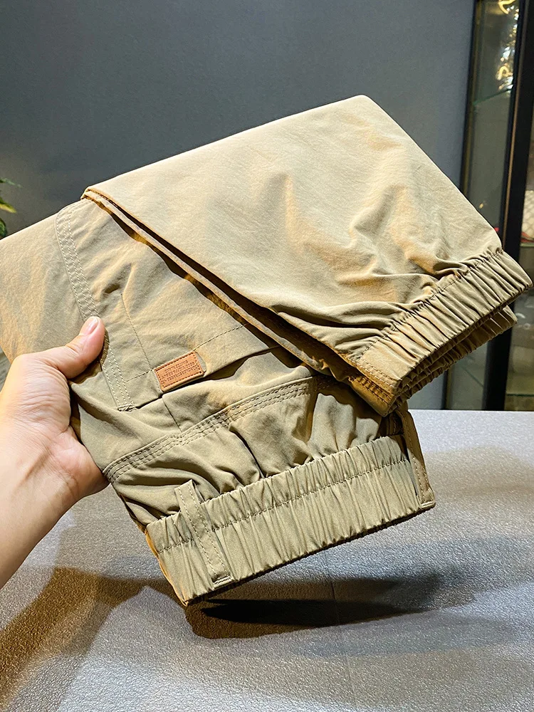 Khaki Casual Pants Men's 2024 Summer New High-End Trendy Loose Tappered Tooling Sports Thin Long Pants