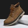 Original Designer Hand Made Men Boots Lace Up Classic Ankle Boots Solid Outdoor Hiking Boots For Men Soft Casual Leather Boots