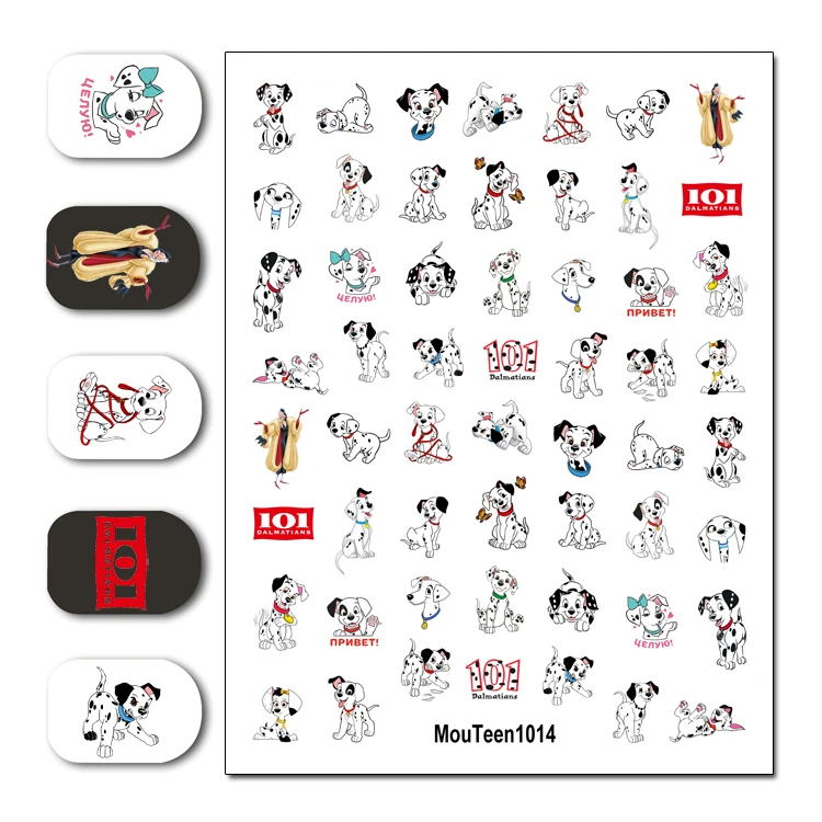 4Pcs Mickey Princess Water Nail Sticker Stitch Nail Decal Nightmare Before Christmas Sticker 3.15inch*4.13inch #1011-1014