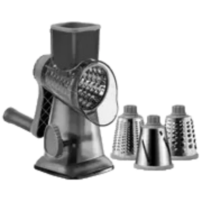 3-in-1回転式チーズグレーター多機能手動野菜スライサーカッター手動ドラムグレーター家庭用食品必須加工ツール