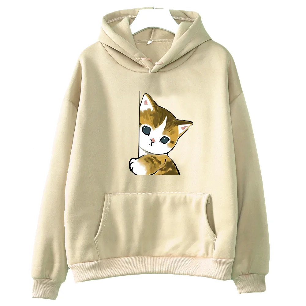 

Funny Cat Cartoon Graphic Sweatwear Cute Pet Kitty Sweatshirt Autumn/winter Fleece Hoodie Kawaii Clothes Women Loose Hoody