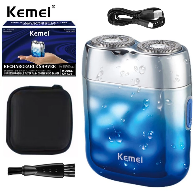 

Kemei Mobile Shaver MINI Electric Razor Portable Porket Beard Trimmer Cordless USB Rechargeable Wet Dry IPX7 Shaving Machine