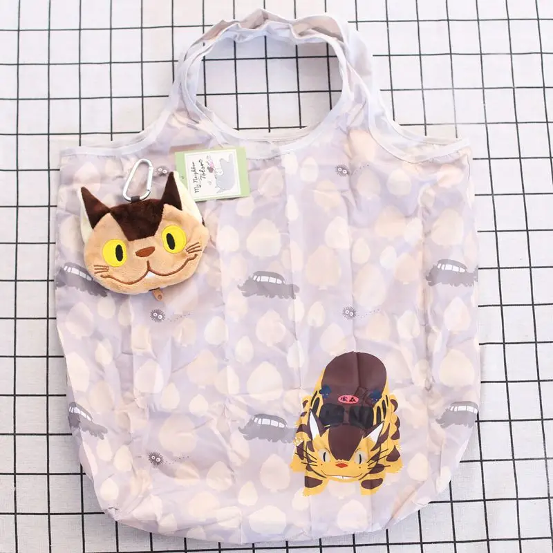 Anime Cartoon faltbare Einkaufstaschen dicke Nylon große Tragetasche wiederverwendbare Polyester tragbare Schulter Damen Handtaschen Falttasche – Detail 3