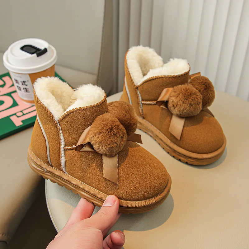 

Мягкие Плюшевые ботинки на толстой подошве для девочек, домашние короткие сапоги, теплые тапочки из искусственного меха и хлопка, зимняя обувь на платформе, детские зимние сапоги