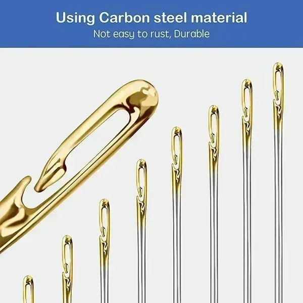 Description Picture 5 of item12/120Pcs Side Hole Blind Sewing Needles Stainless Steel Elderly Self Threading Needles Household DIY Beading Threading Needle