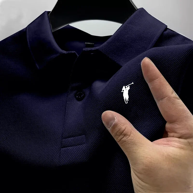 2026 Men's Summer High end Printed Golf Collar T-shirt Solid Color Breathable Office and Leisure High quality Men's Wear S-4XL
