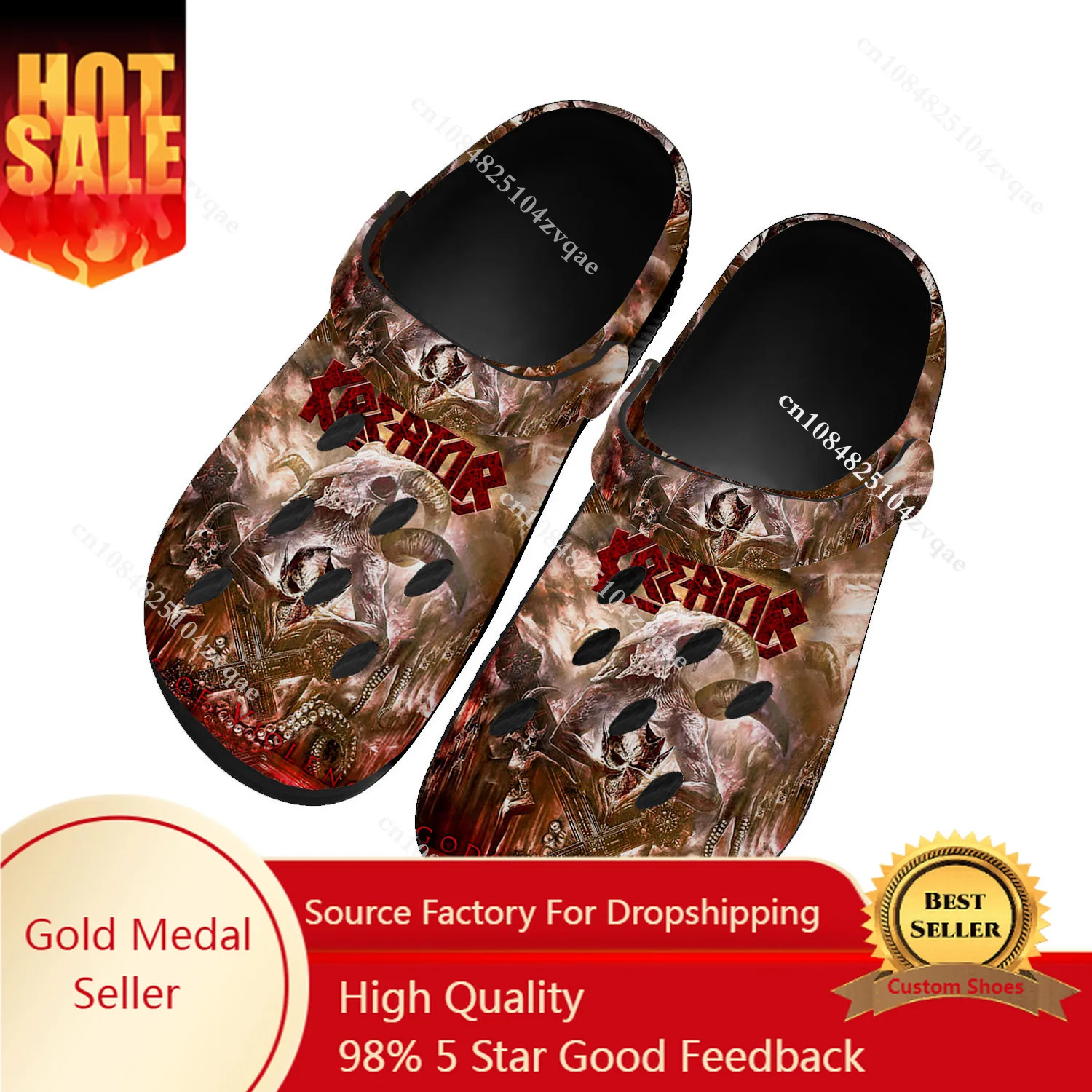 

Kreator Band Home Clogs Custom Water Shoes Mens Womens Teenager Gods of Violence Garden Clog Customized Breathable Hole Slippers
