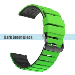 Versatile Silicone Watch Band - 22mm Adjustable Sport Strap - 1PCS 22MM (B - Dark Green Black)