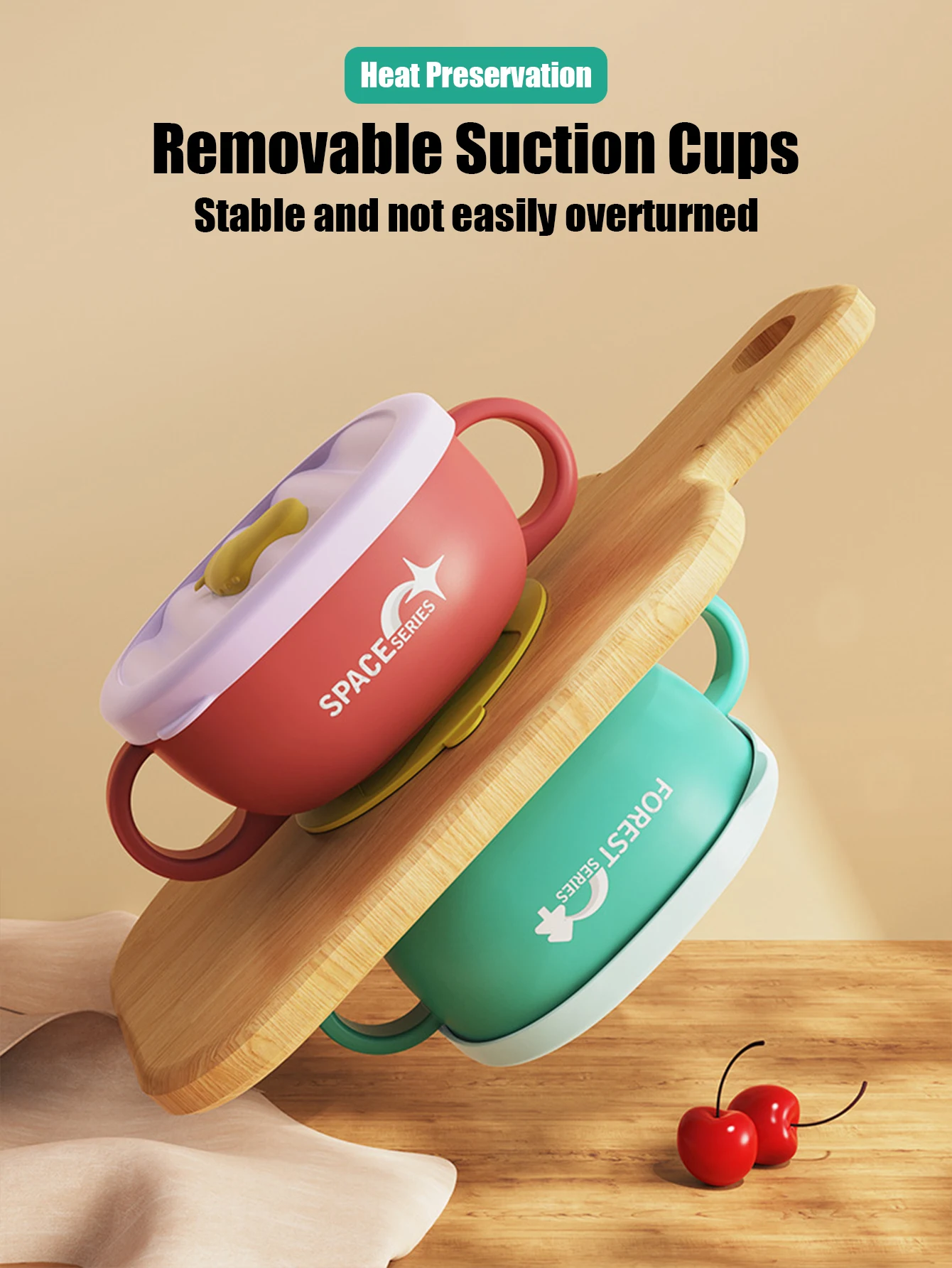 1 baby food bowl insulated tableware anti drop anti scald constant temperature suction cup bowl