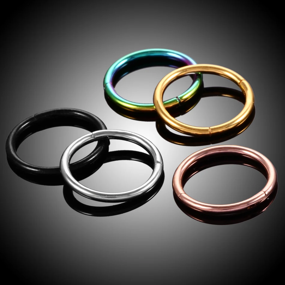 Set Anelli Piercing In Acciaio Chirurgico 316L – 5 Misure (6-14 Mm) – Oro/argento, Per Naso, Labbro, Orecchio, Ombelico, Septum