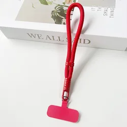Rotating Mobile Phone Lanyard with Adjustable Anti - Tangle Wrist Strap - Polyester / Nylon (Red / Pink)