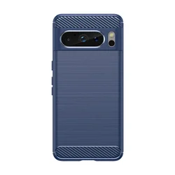 Sleek Carbon Fiber Matte Silicone Protective Phone Case for Pixel 4XL (Blue)