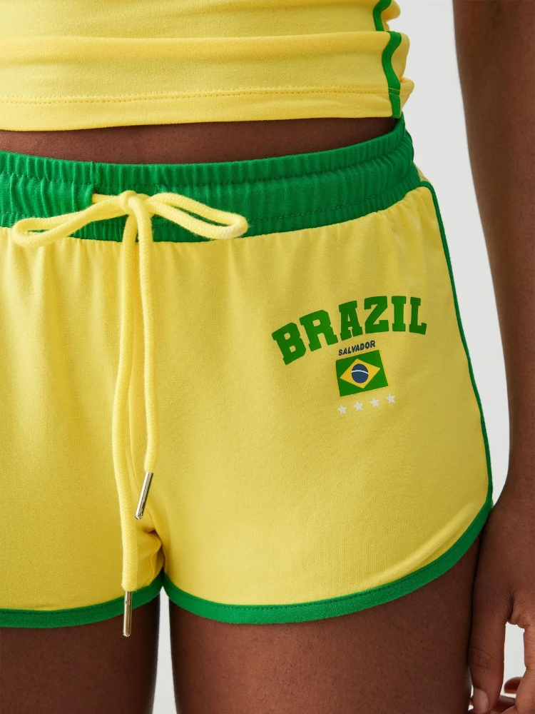 Y2K Brazil Flag 2-piece Women's Summer Italian Tank Top Drawstring Mini Shorts Sport Set Retro Sport Set 3