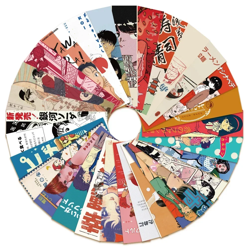 일본 스타일 쇼와 시대 레트로 아트 엽서, 서점 기숙사 장식 벽 스티커, 포스터 책갈피 재료, 30 개