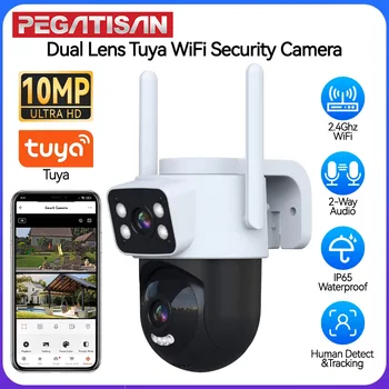 PEGATAH 10MP Dual Lens Tuya WiFi Security Camera PTZ Outdoor 4K Wireless Dual Screen Auto Tracking Monitoring Video Surveillance 1