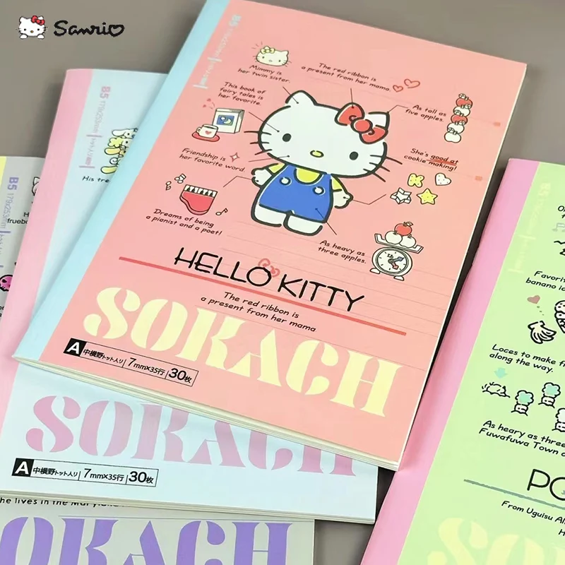 

B5 Kawaii Sanrio Stationery Portable Notebook Fashion Hello Kitty Pachacco Cartoon Student Diary Notepad School Office Supplies