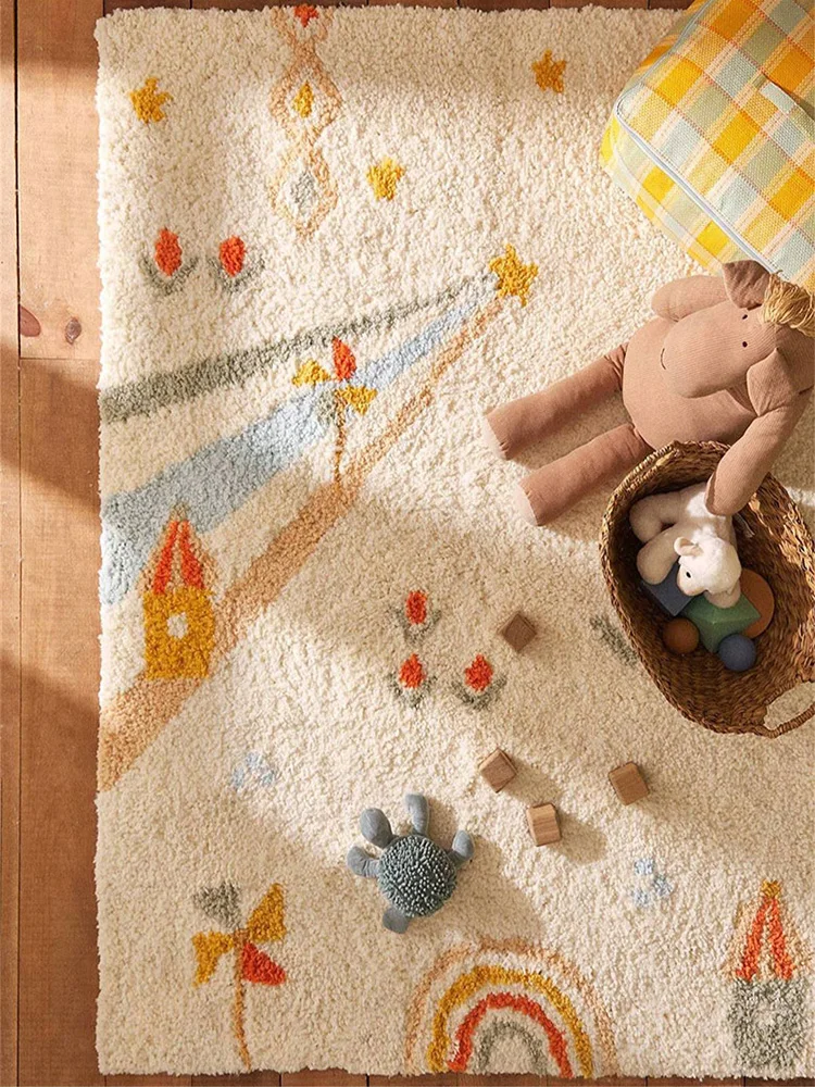 

Simple Cute Living Room Bedroom Carpet Bedside Blanket Children's Room Drop-Resistant Game Crawling Customizable Washable