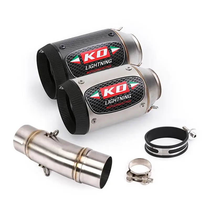 

51MM Exhaust Pipe For Kawasaki Ninja400 NINJA 250 2017-2023 Motorcycle Mid Pipe Muffler Connect Tube Stainles Steel Carbon Fiber